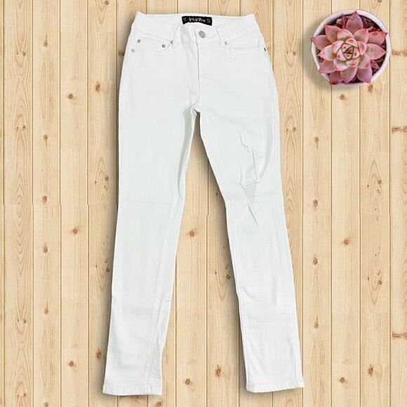 Indigo Rein White Destroyed Skinny Stretchy Capris Jeans Sz 27 - Picture 10 of 10